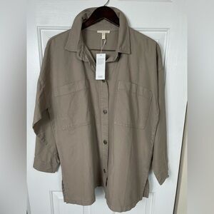 NWT $228 Eileen Fisher Classic Collar Briar Hemp Organic Cotton Jacket Large